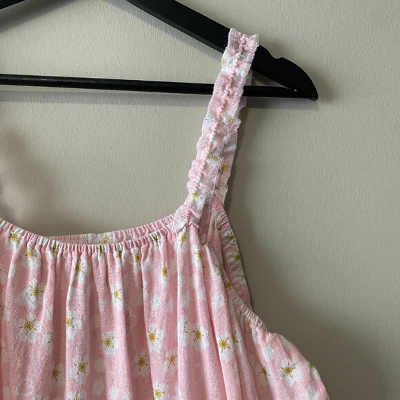 Handmade Plus Size Cotton Pink Cream Floral Elastic Straps Patch Pockets Dress - Picture 3 of 11